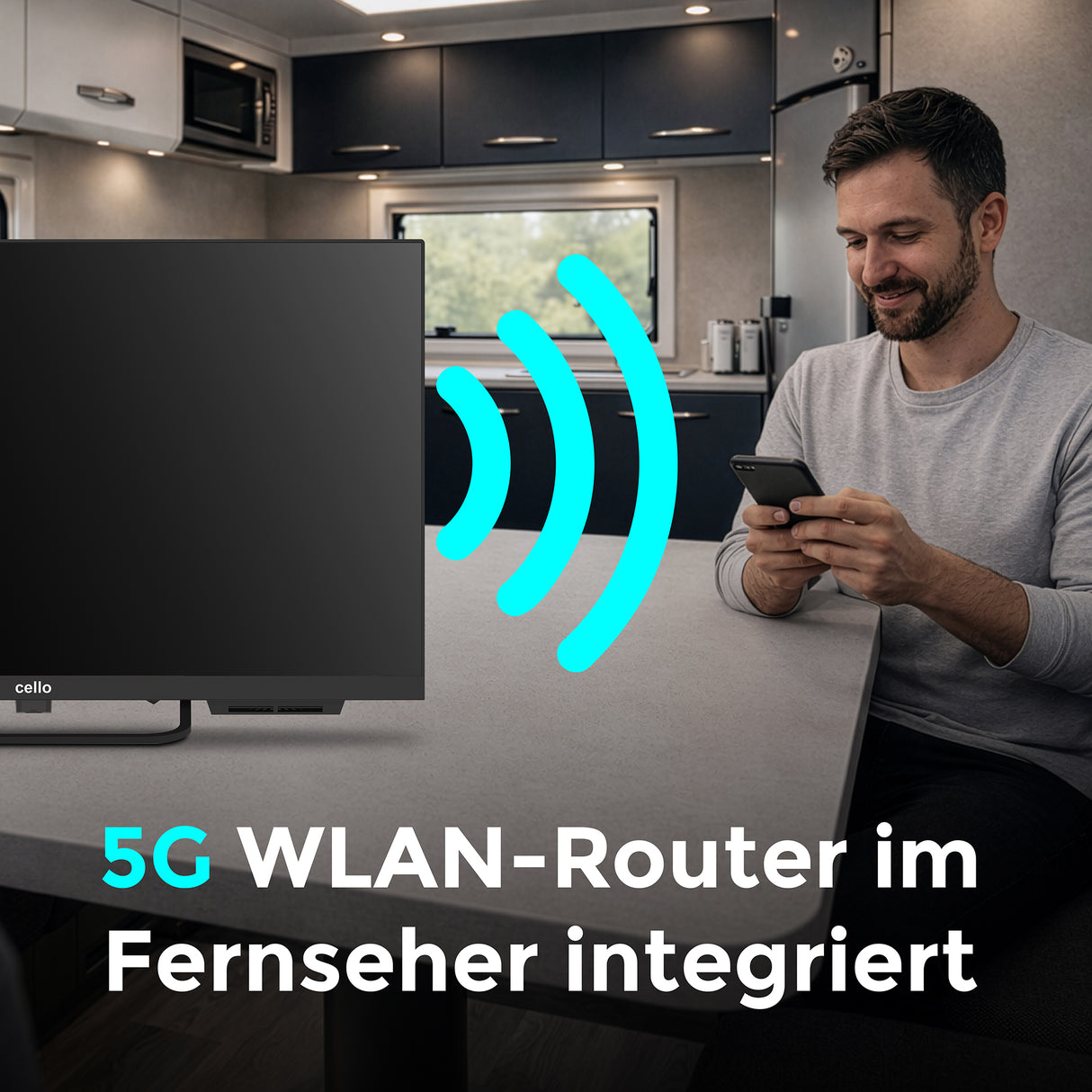 24-Zoll-VOYAGER-Smart-TV von Samsung Plus mit integriertem 5G-WLAN-Router