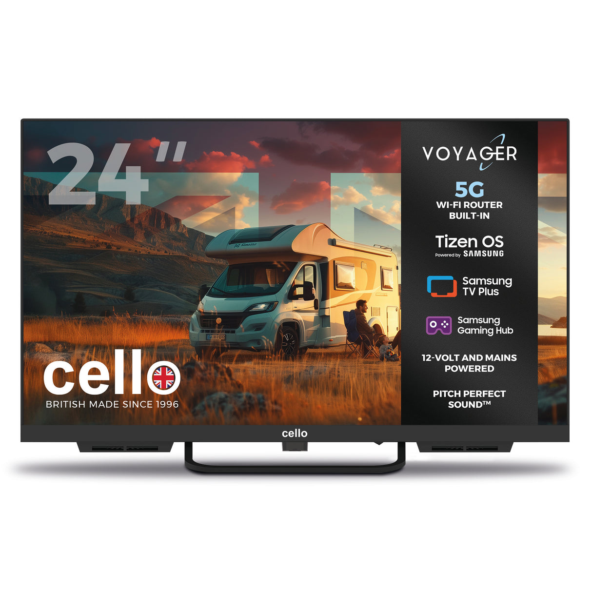 24 inch Voyager Smart Samsung Plus TV with built-in 5G Wi-Fi Router