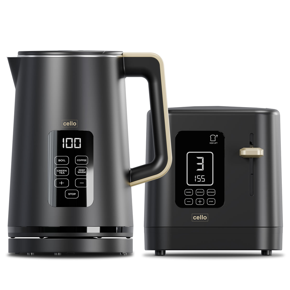 Breakfast Bundle - Digital Kettle + 2 Slice Toaster