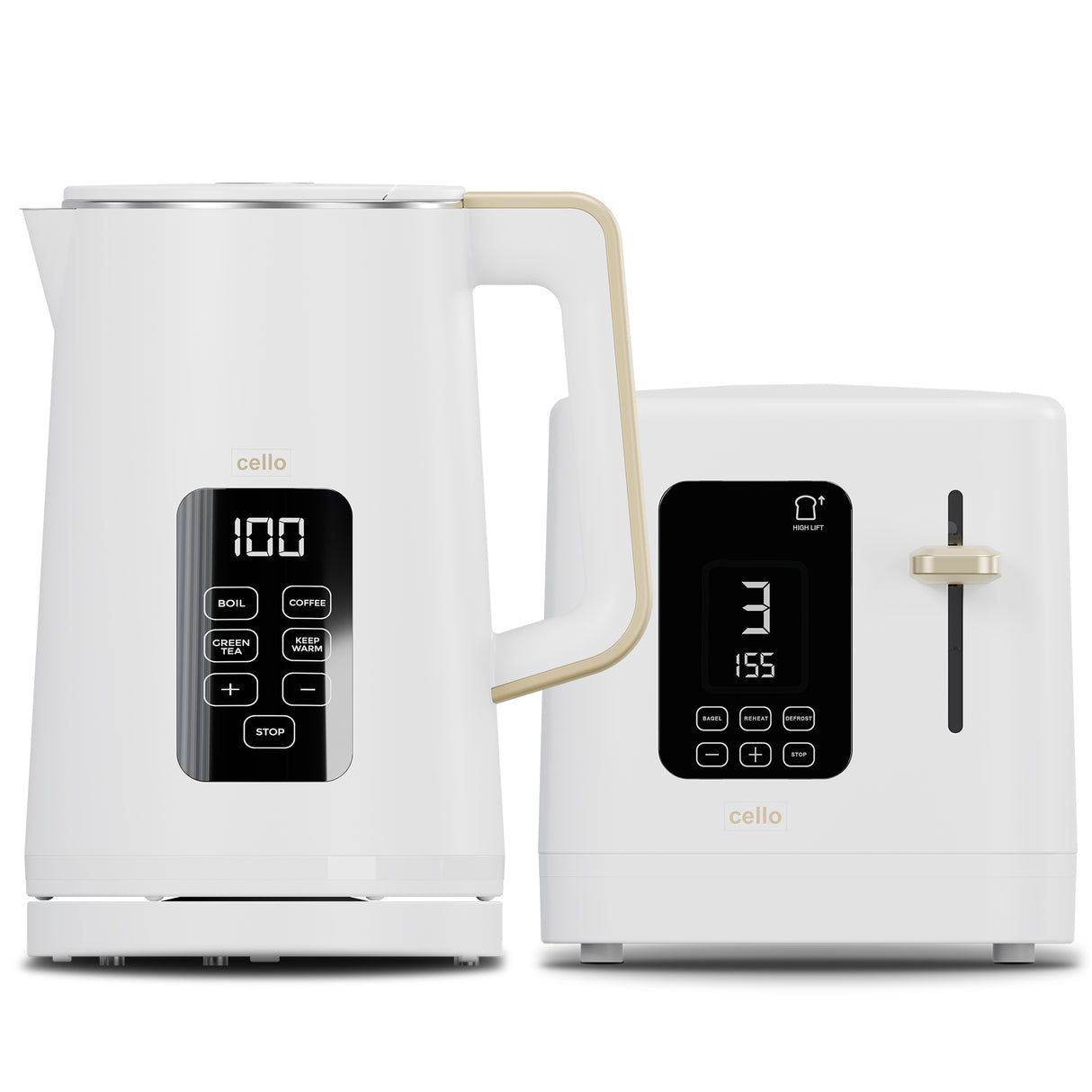 Breakfast Bundle - Digital Kettle + 2 Slice Toaster