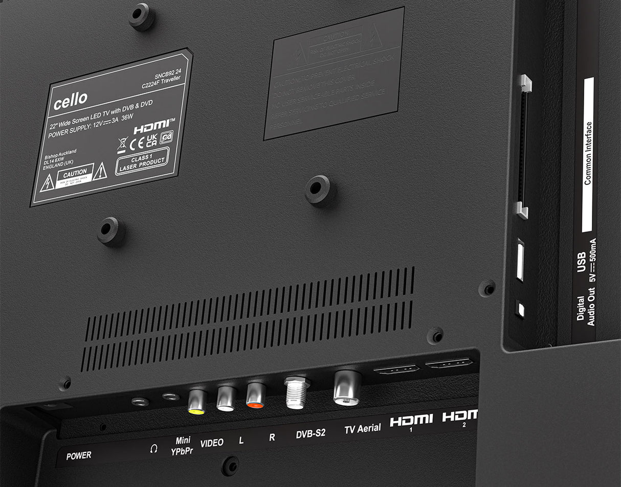 Téléviseur Full HD 12 volts Traveler de 22 pouces avec lecteur DVD et tuner satellite