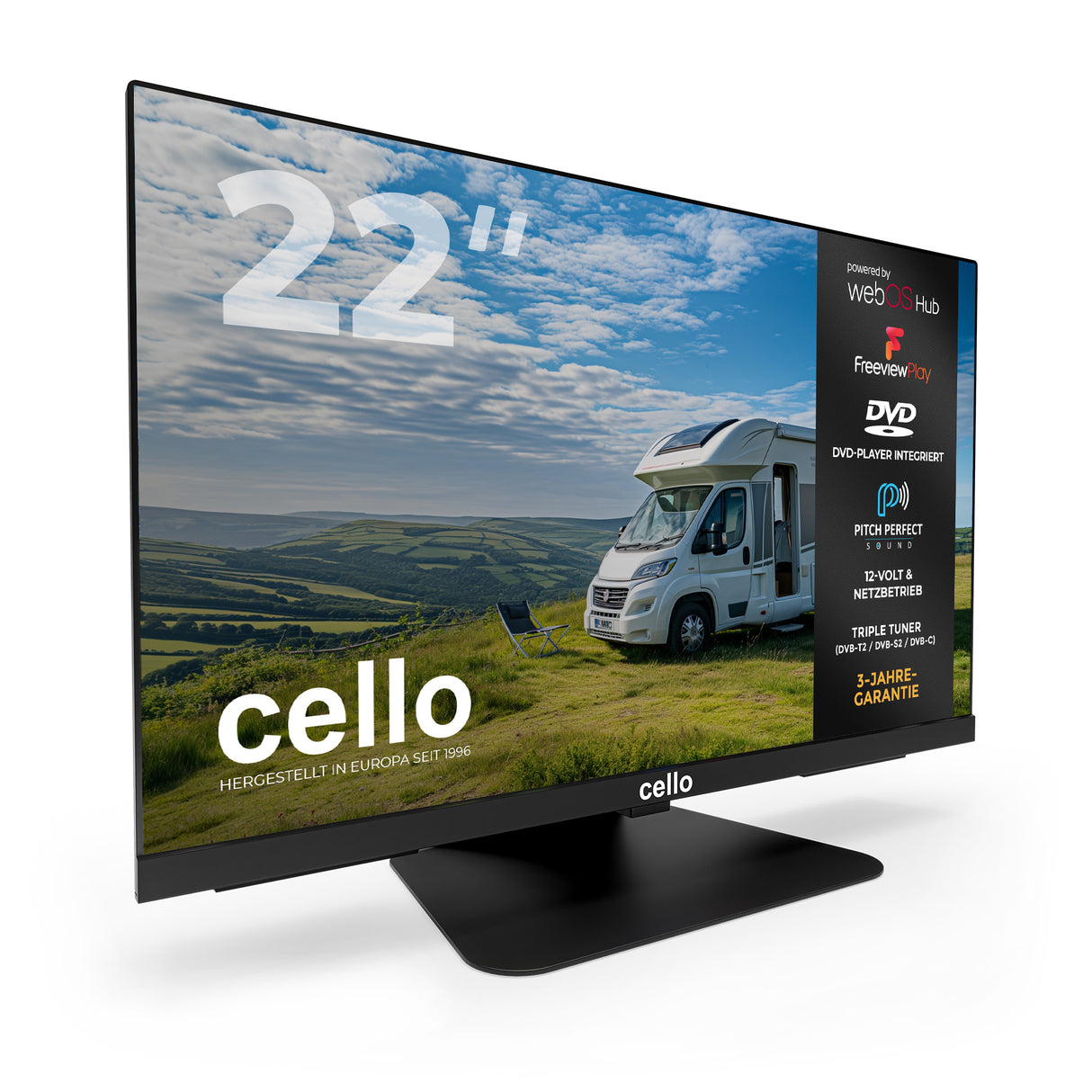 22″ Smart WebOS 12-Volt TV with DVD & Perfect Pitch Sound