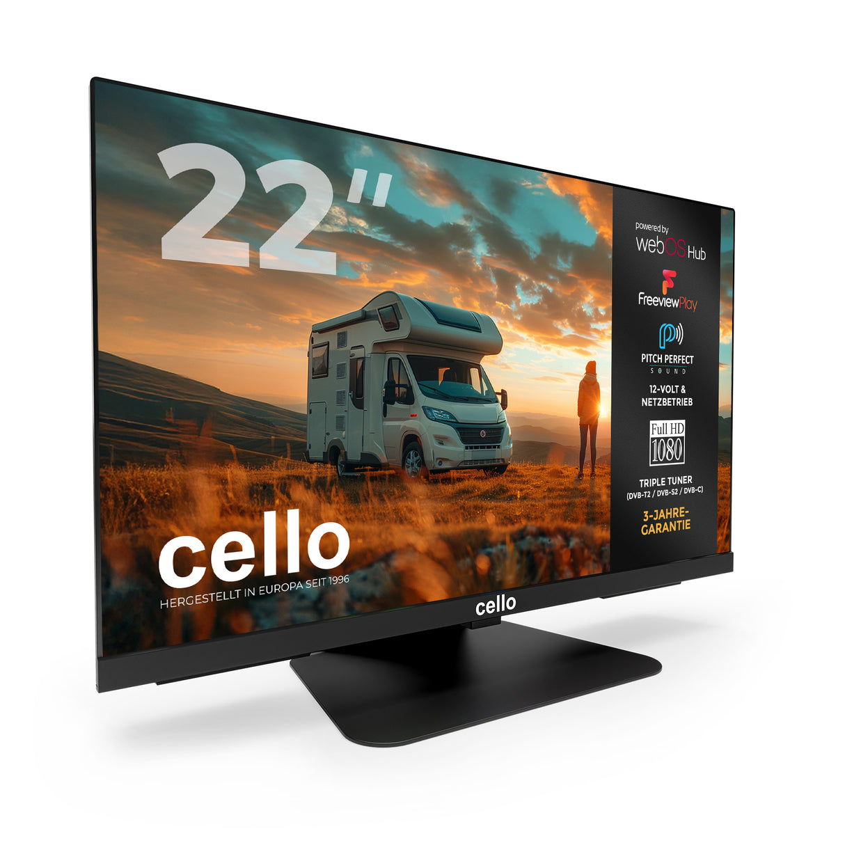 22″ Smart WebOS 12-Volt Full HD-Fernseher mit Perfect Pitch Sound