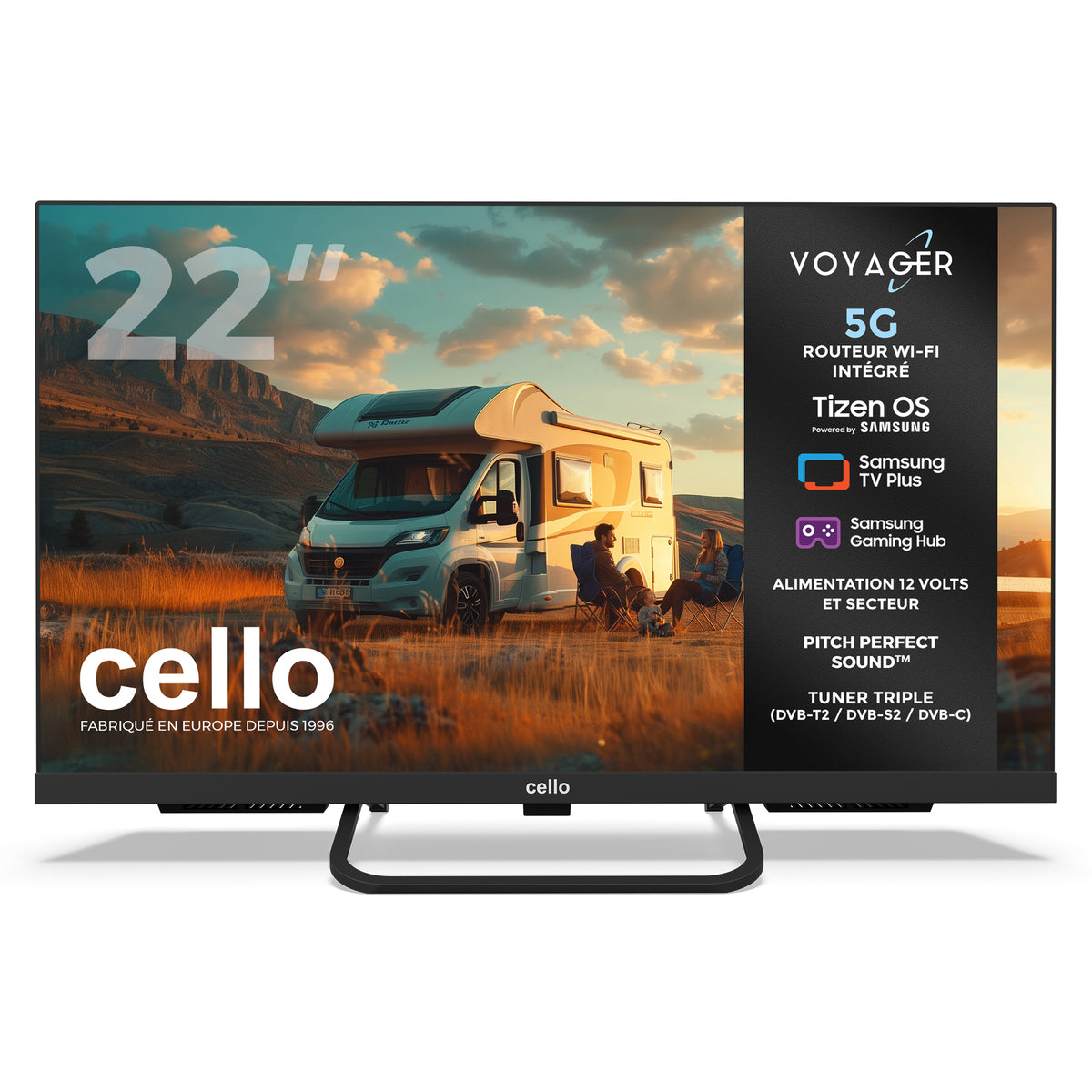 TV VOYAGER Plus 22 pouces avec ROUTEUR Wi-Fi 5G intégré