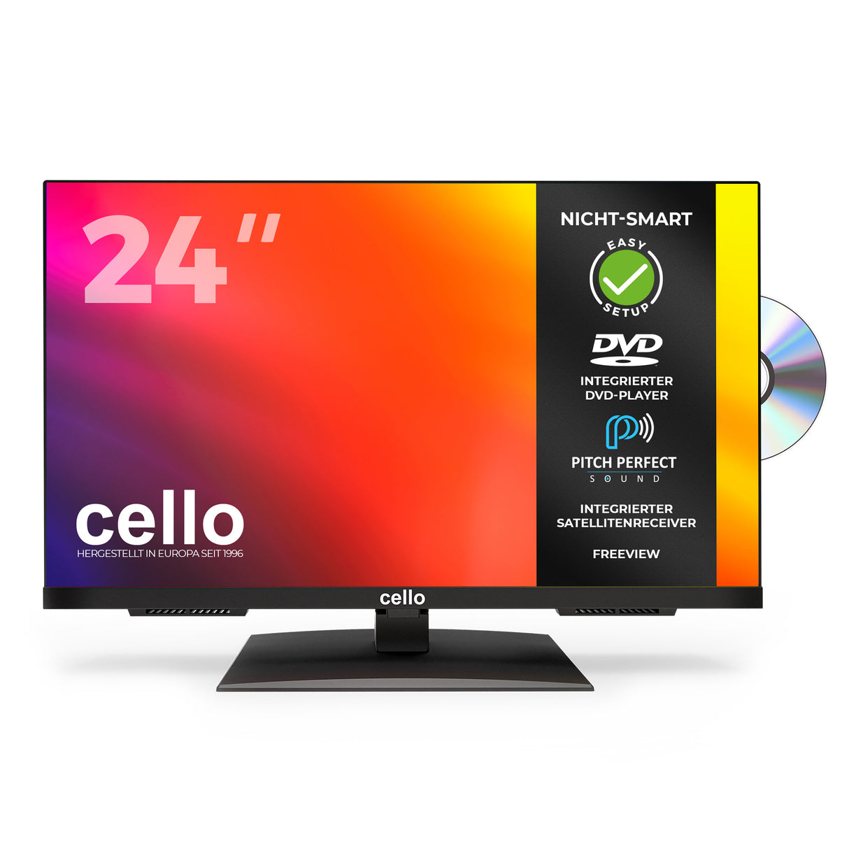24-Zoll-HD-Ready-Fernseher mit integriertem DVD-Player und Perfect Pitch Sound