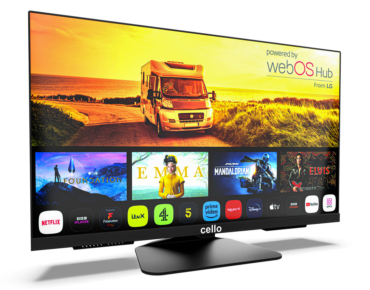 Téléviseur intelligent WebOS TV 24 pouces Téléviseur de voyage 12 volts avec Freeview Play