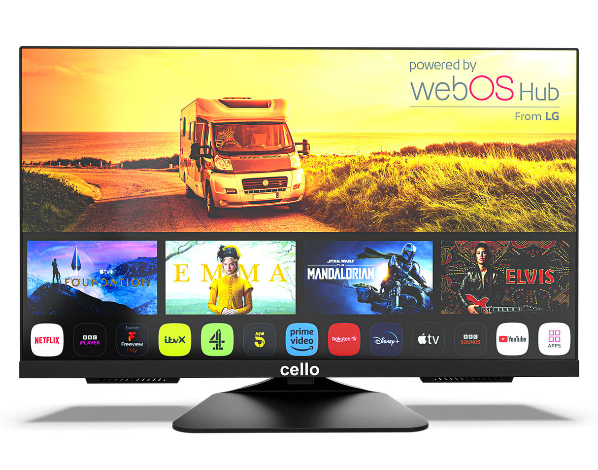 Téléviseur intelligent WebOS TV 24 pouces Téléviseur de voyage 12 volts avec Freeview Play