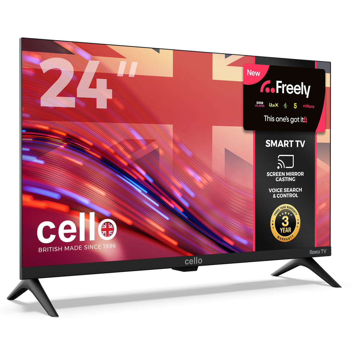 24 inch Smart Roku Frameless TV with Freely TV