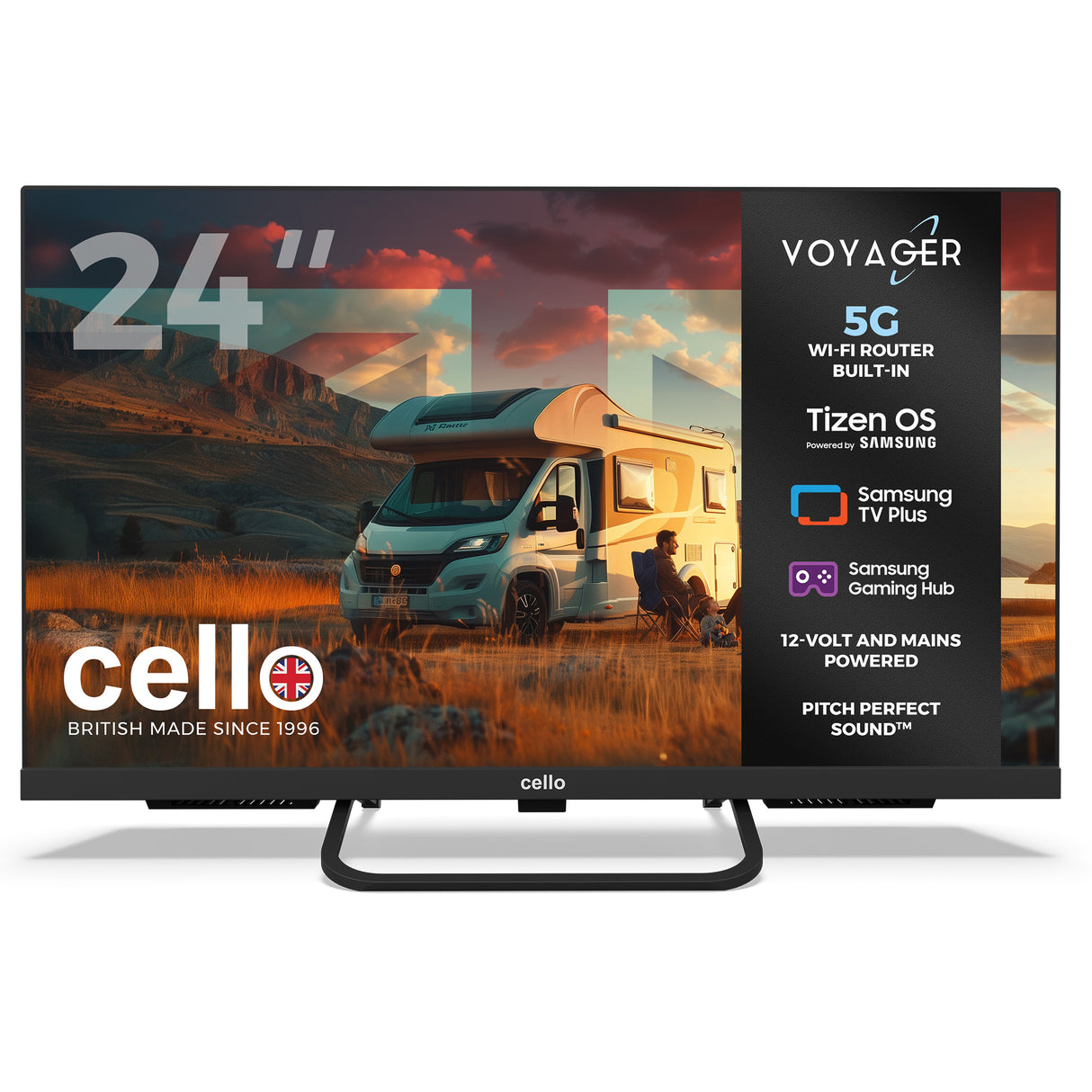 24 inch VOYAGER Smart Samsung Plus TV with built-in 5G Wi-Fi ROUTER