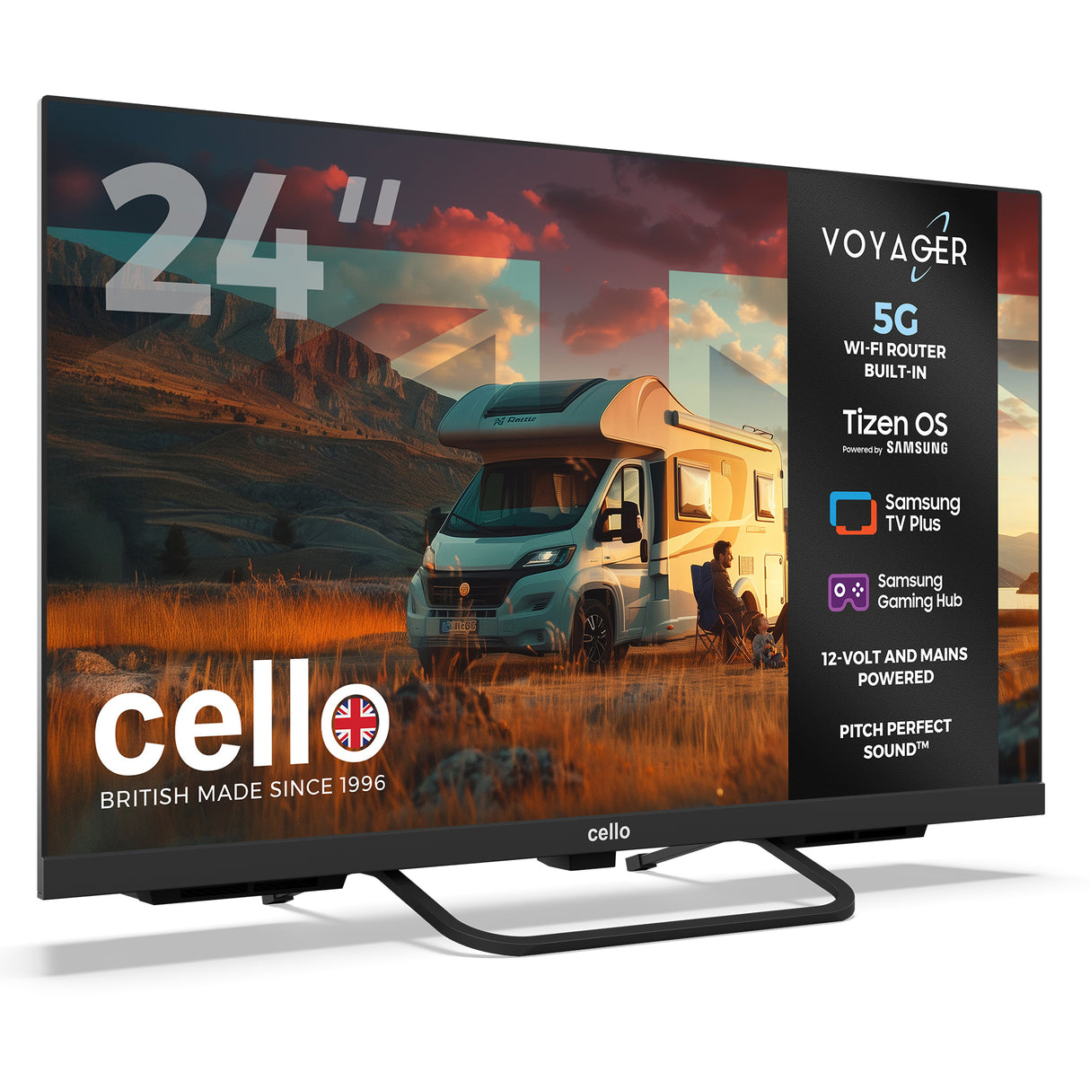 24 inch VOYAGER Smart Samsung Plus TV with built-in 5G Wi-Fi ROUTER