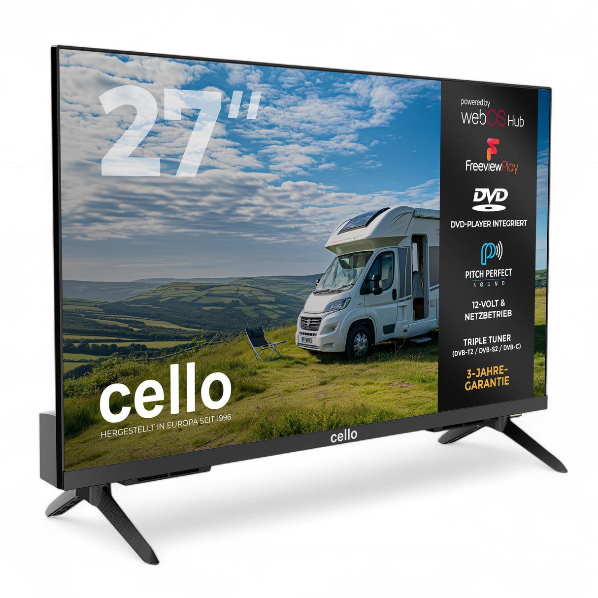27 Zoll Smart WebOS TV & DVD 12-Volt Traveller TV mit Freeview Play