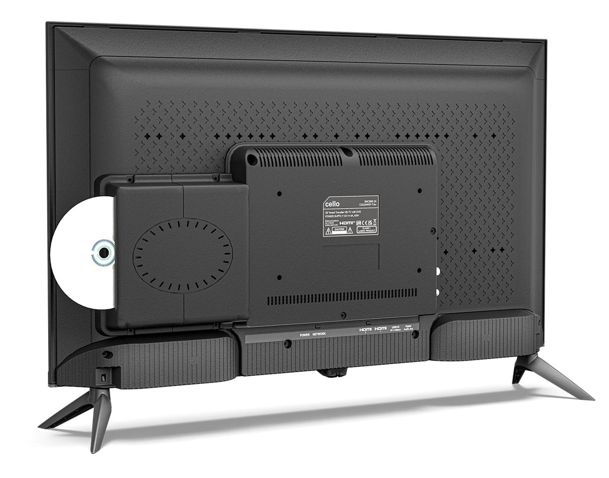 Téléviseur de voyage intelligent WebOS 12 volts 32 pouces avec DVD et cadre sans cadre