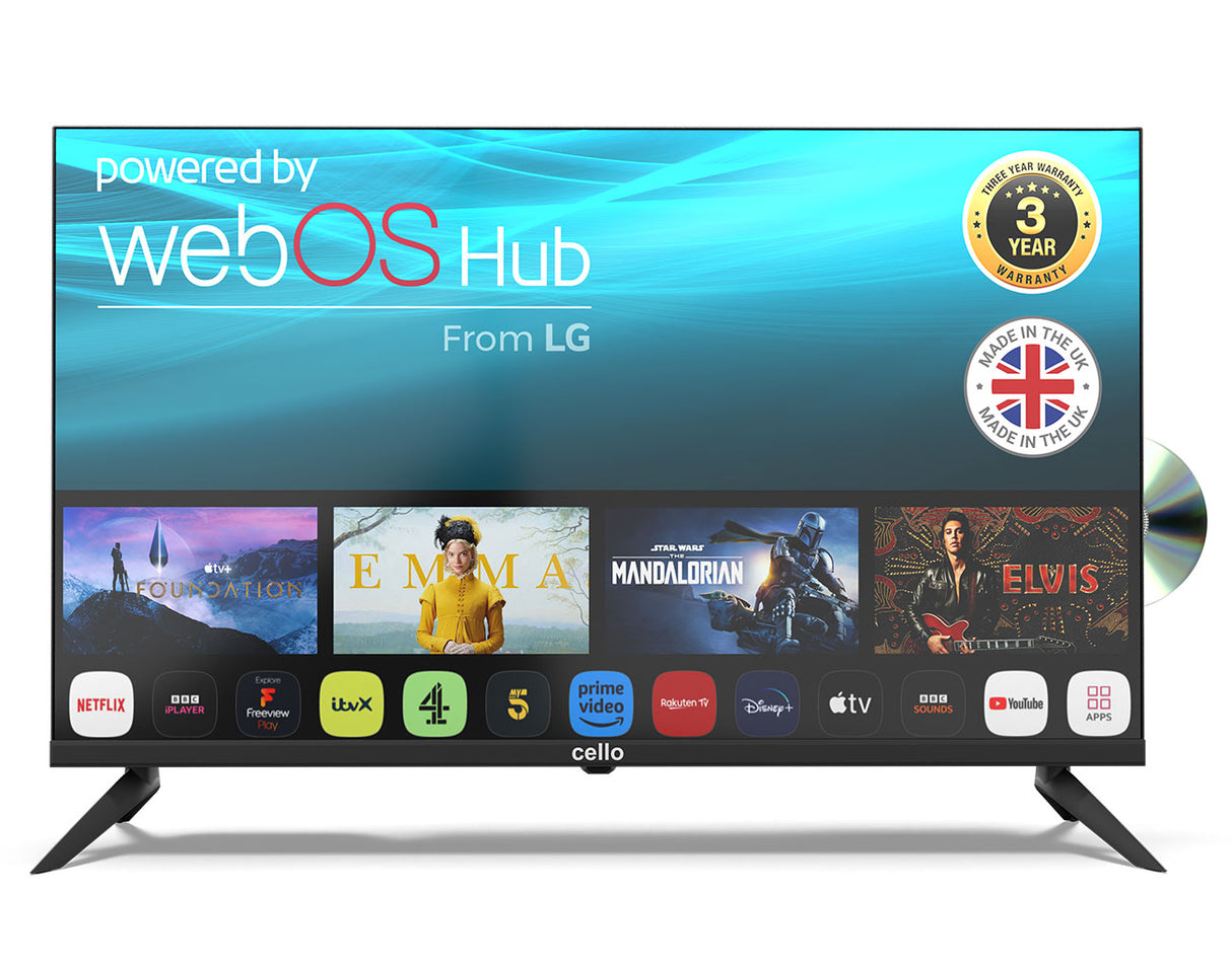 32″ Smart WebOS TV mit DVD-Player und rahmenloser Blende