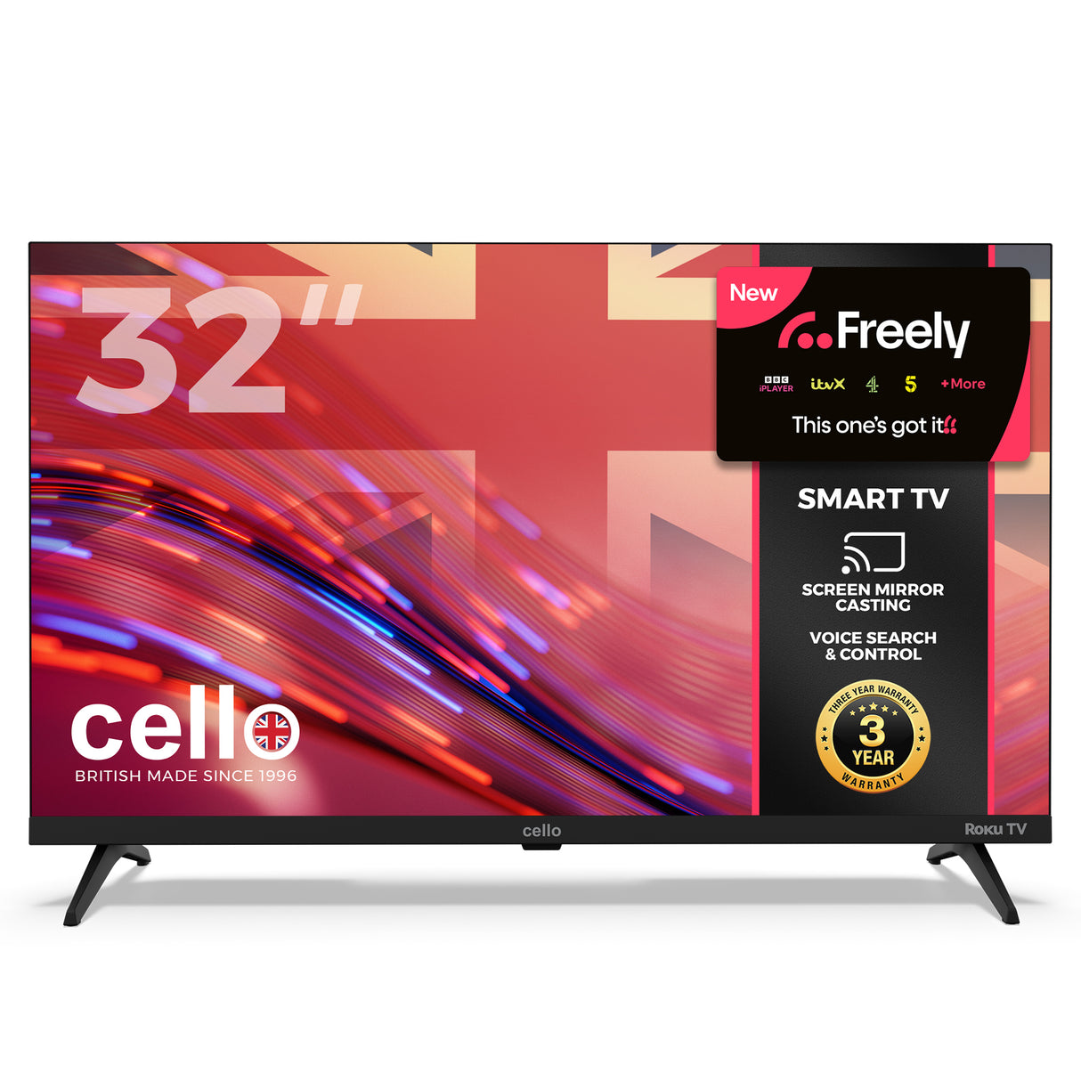 Cello 32" Smart Frameless TV with FREELY