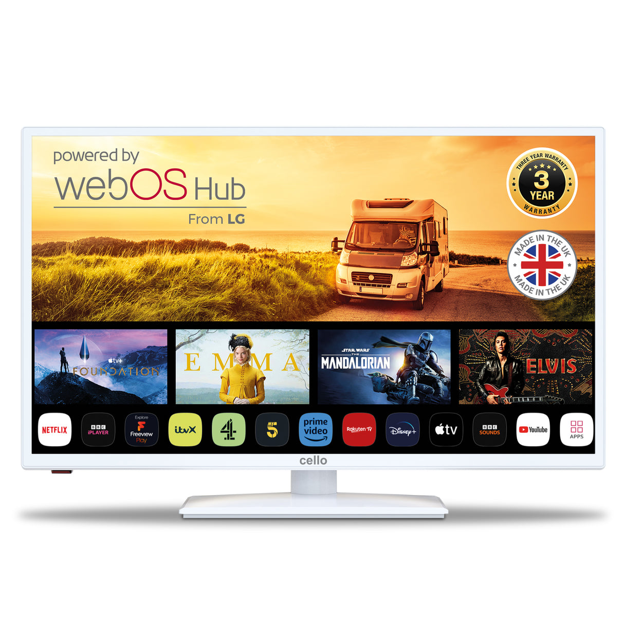 32″ Smart WebOS 12-Volt Traveller TV (weißes Gehäuse)