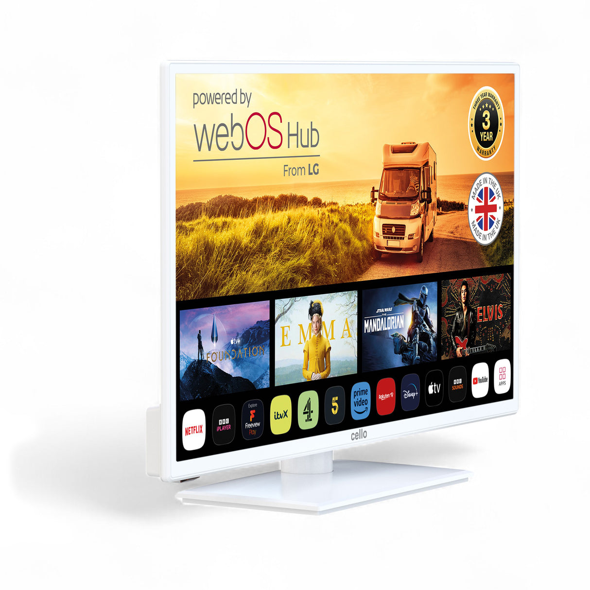 32″ Smart WebOS 12-Volt Traveller TV (weißes Gehäuse)