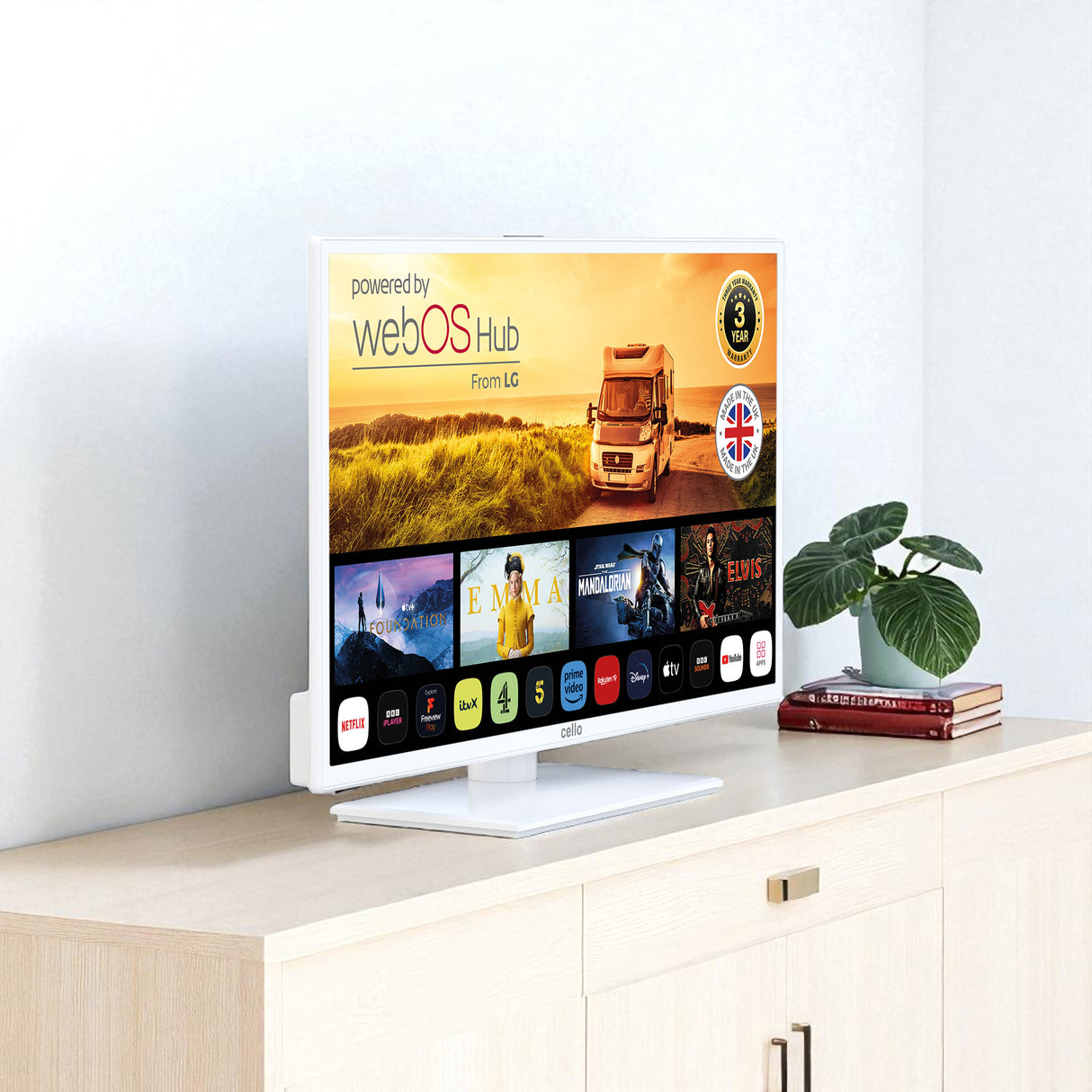 32″ Smart WebOS 12-Volt Traveller TV (weißes Gehäuse)