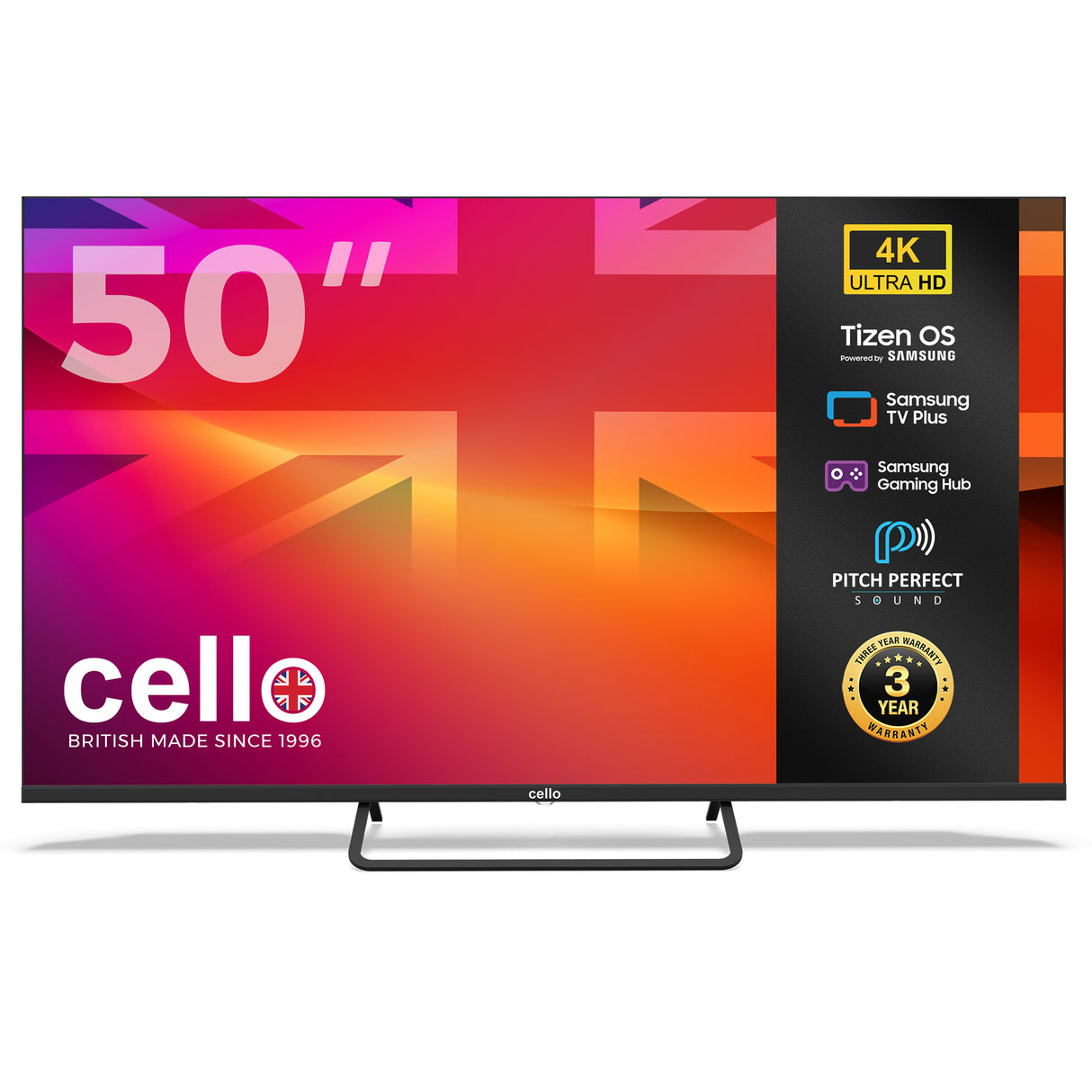 50 inch Cello - Tizen Samsung OS Plus 4K UHD TV with Frameless Bezel