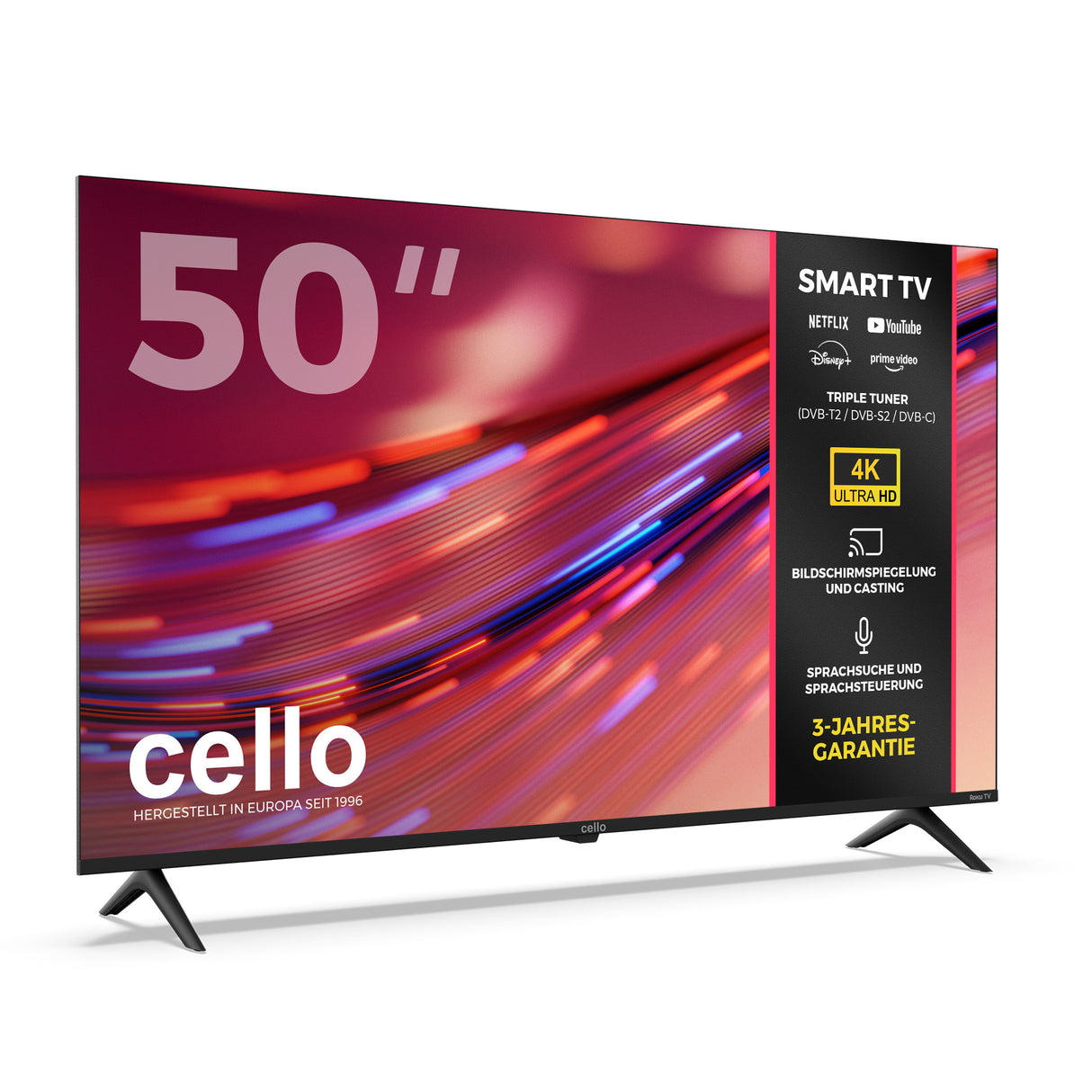50 Zoll Smart Roku 4K UHD Rahmenloser Fernseher mit Free TV (DE)