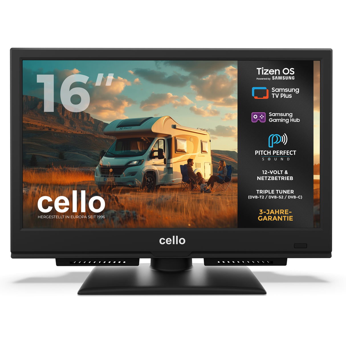 16 inch Smart Samsung Plus 12-Volt Traveller TV with Pitch Perfect Speakers (DE)