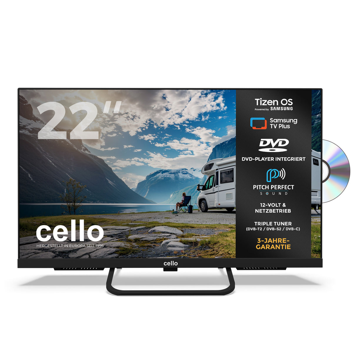 22 inch Smart Samsung Plus 12-Volt Traveller TV with DVD Player (DE)