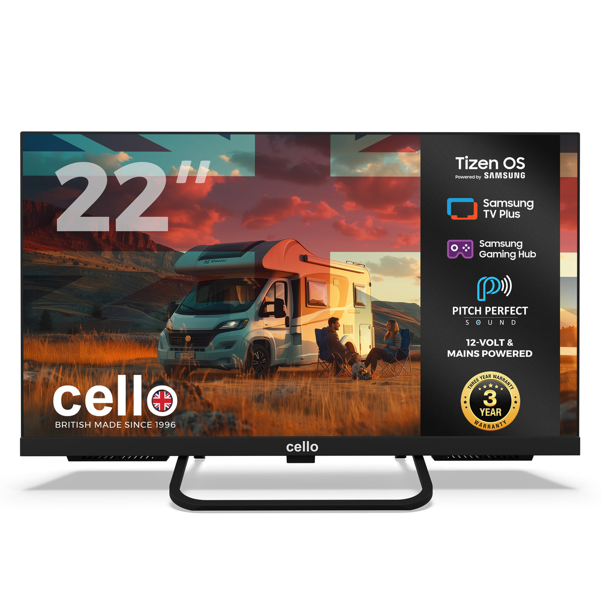 22 inch Smart Samsung Plus 12-Volt Traveller TV with Pitch Perfect Speakers