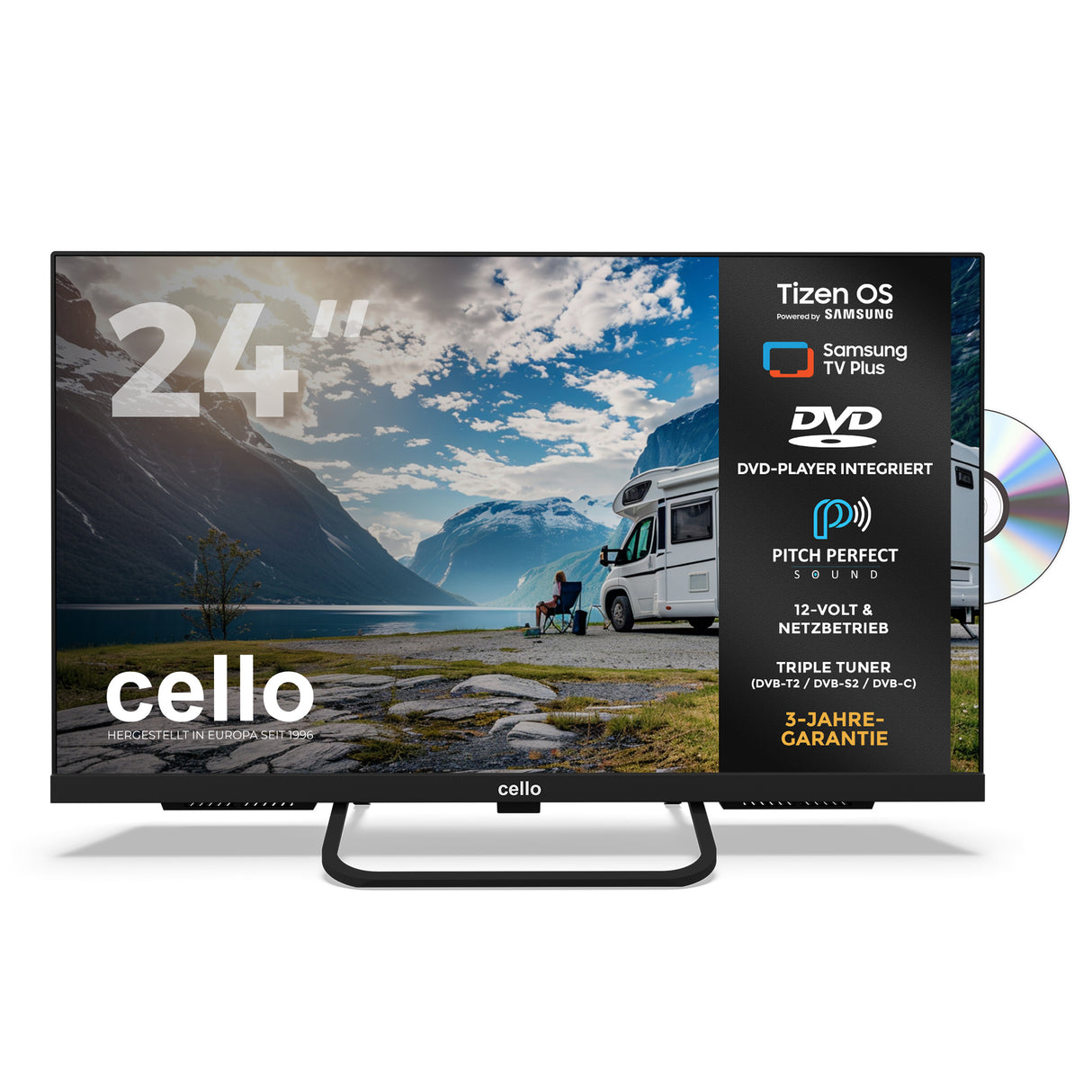 24 inch Smart Samsung Plus 12-Volt Traveller TV with DVD Player (DE)