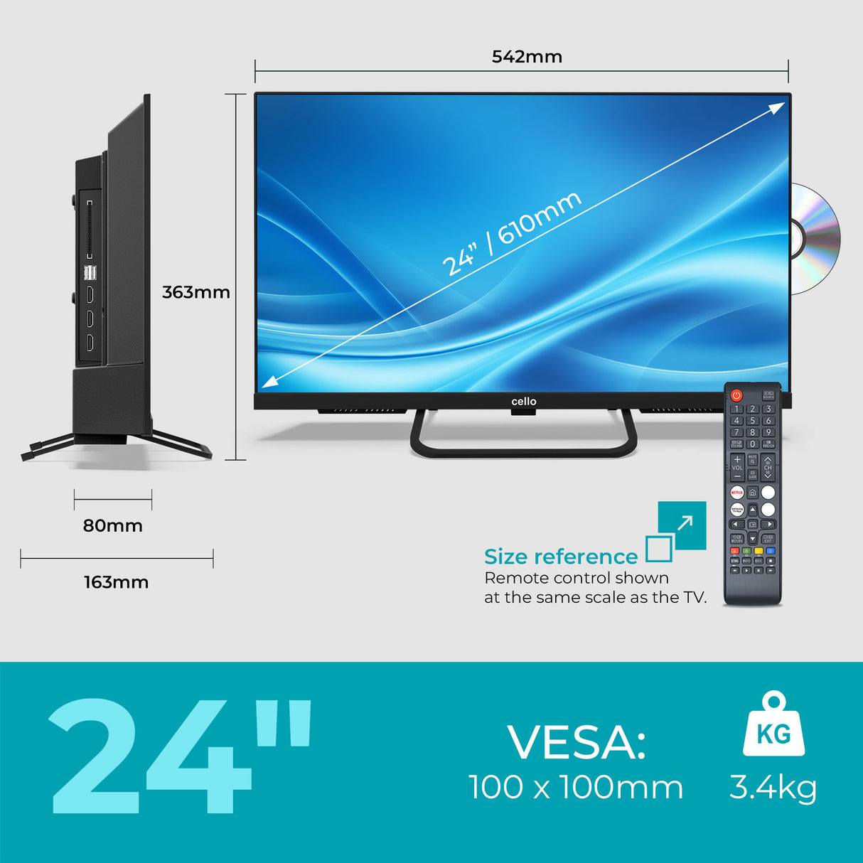 24 inch Smart Samsung Plus 12-Volt Traveller TV with DVD Player