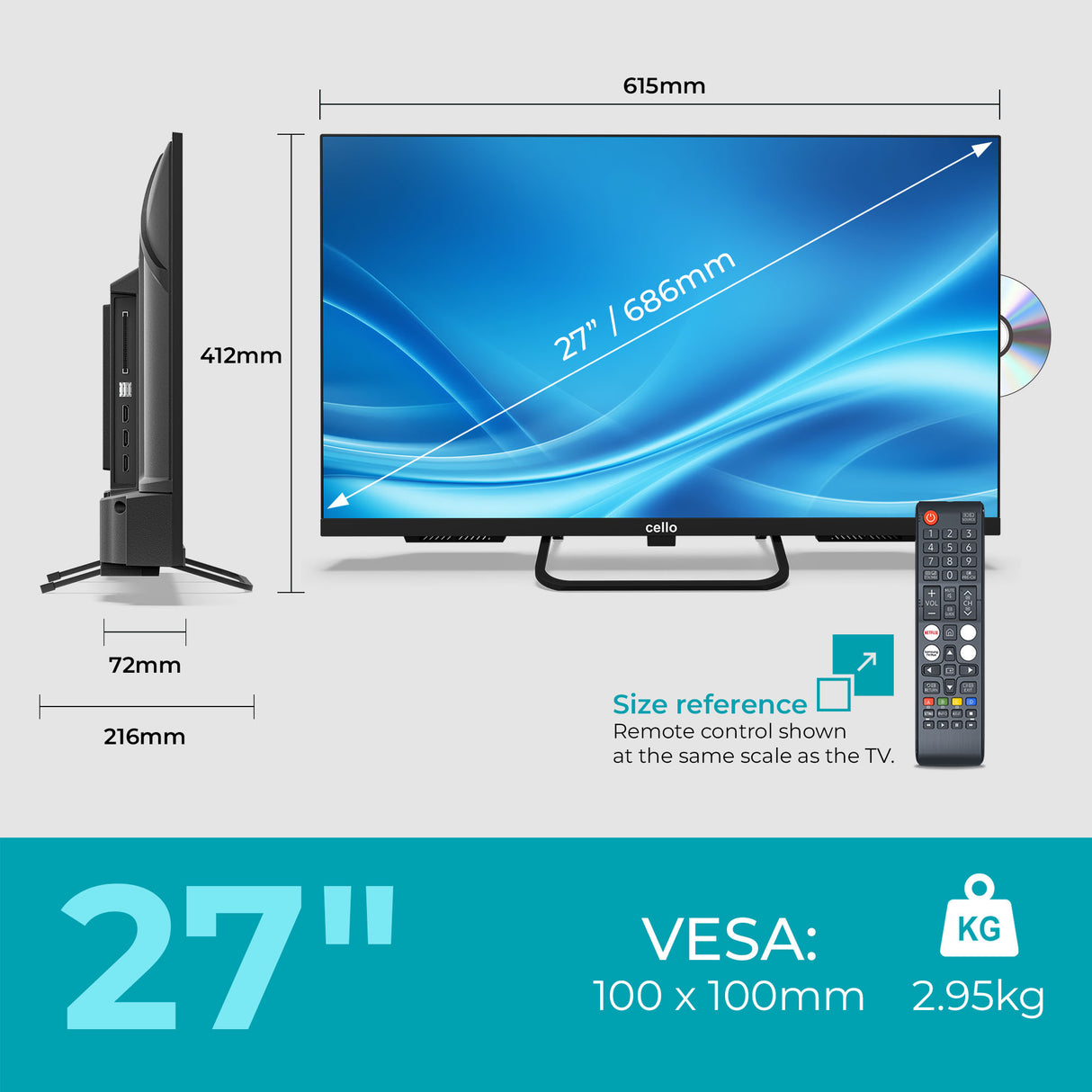 27 inch Smart Samsung Plus 12-Volt Traveller TV with DVD Player