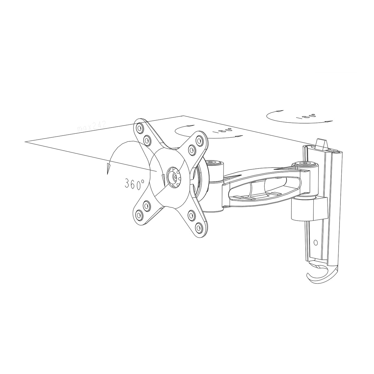 LO26 Full Motion TV Wall Bracket 10"–43" with Tilt, Swivel & Rotation