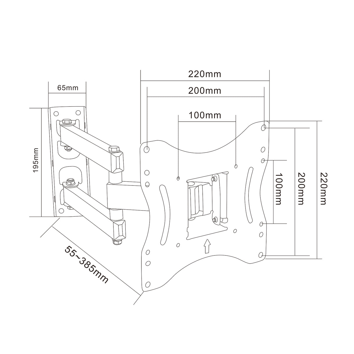 LO33 Adjustable Full Motion TV Wall Mount with Tilt & Swivel, 10–43”