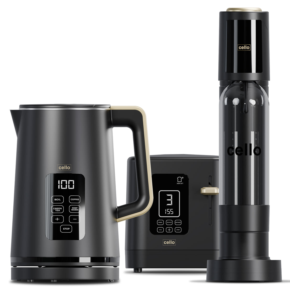 Refresh Bundle - Digital Kettle + 2 Slice Toaster + Soda Maker