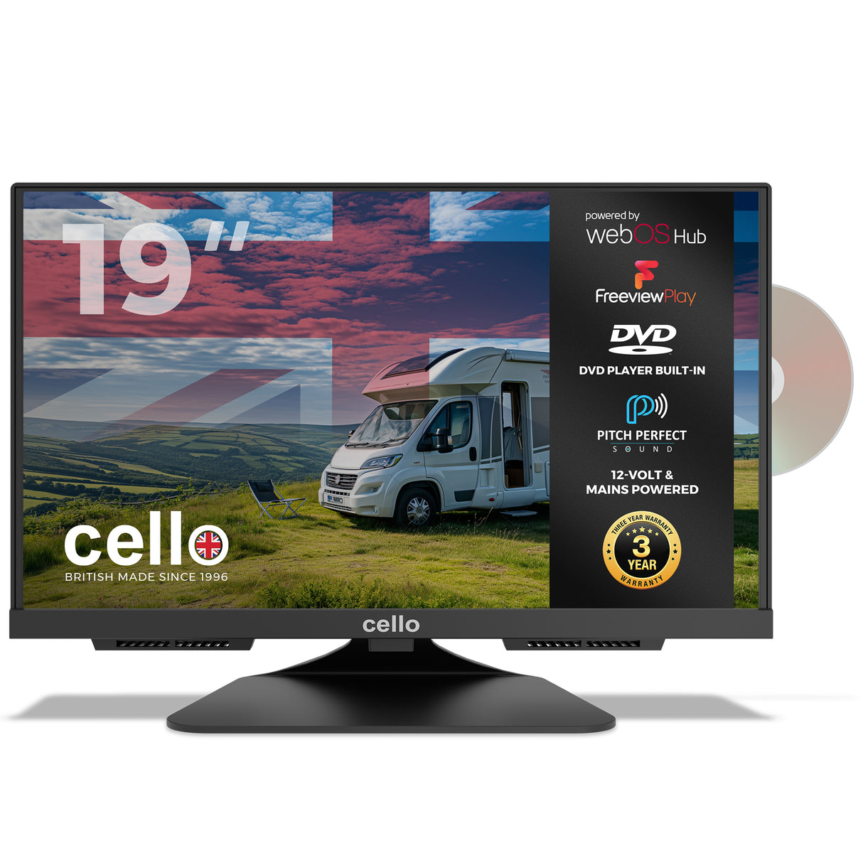 19″ C1924WSF-TRAV Smart WebOS 12-Volt TV with DVD & Perfect Pitch Sound