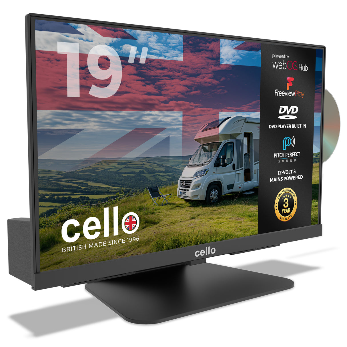 19″ C1924WSF-TRAV Smart WebOS 12-Volt TV with DVD & Perfect Pitch Sound