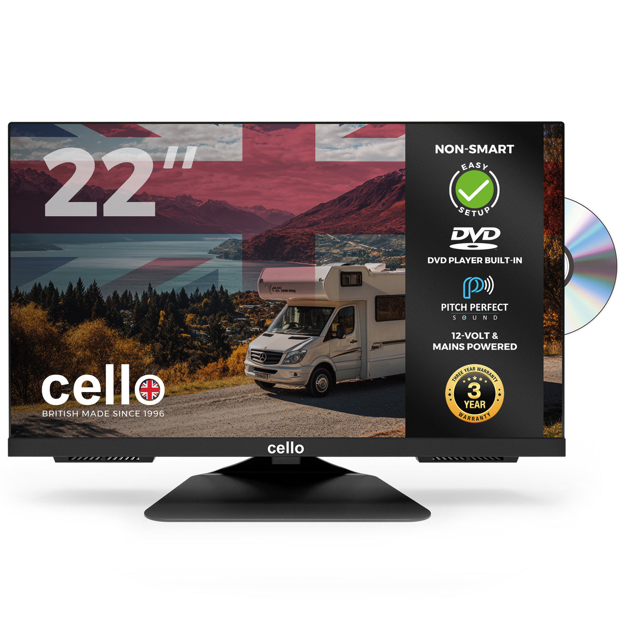 22″ C2224F-TRAV Traveller 12-Volt Full HD TV with DVD Player & Satellite Tuner