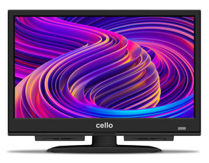 front view of cello webos 16 inch tv with pitch perfect sound