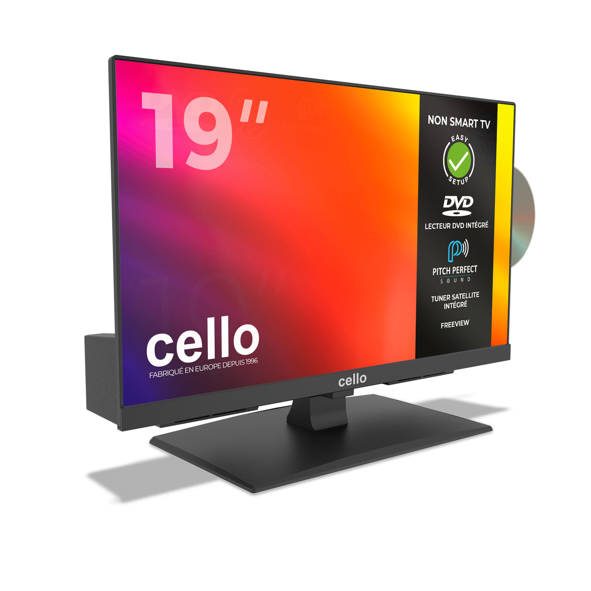 Téléviseur LED 19" avec lecteur DVD intégré et son Perfect Pitch