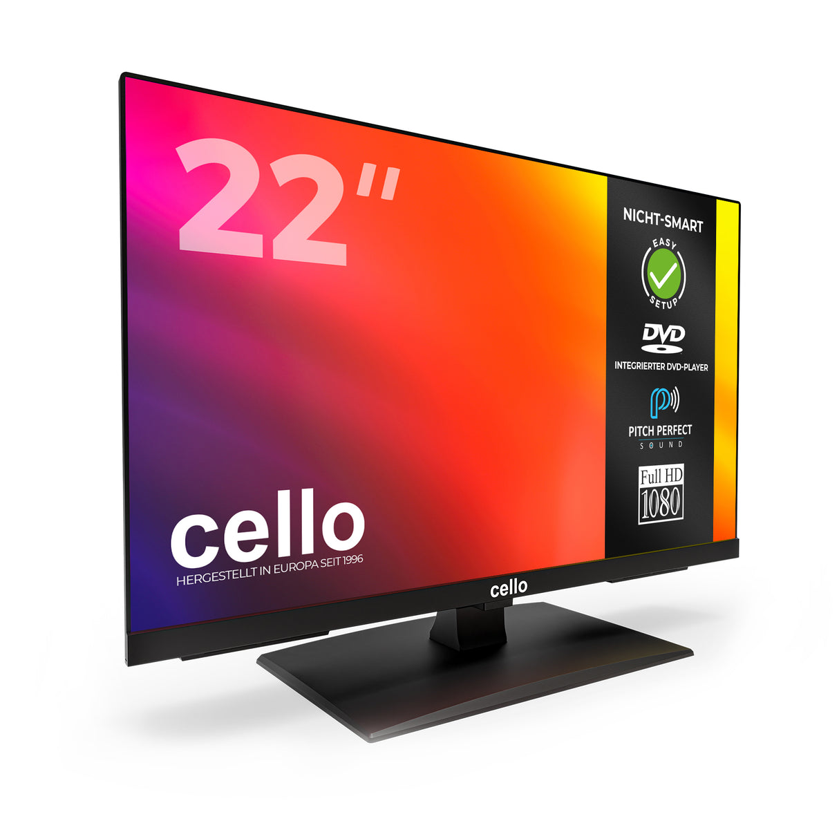 22-Zoll-Full-HD-Fernseher mit integriertem DVD-Player und Perfect Pitch Sound