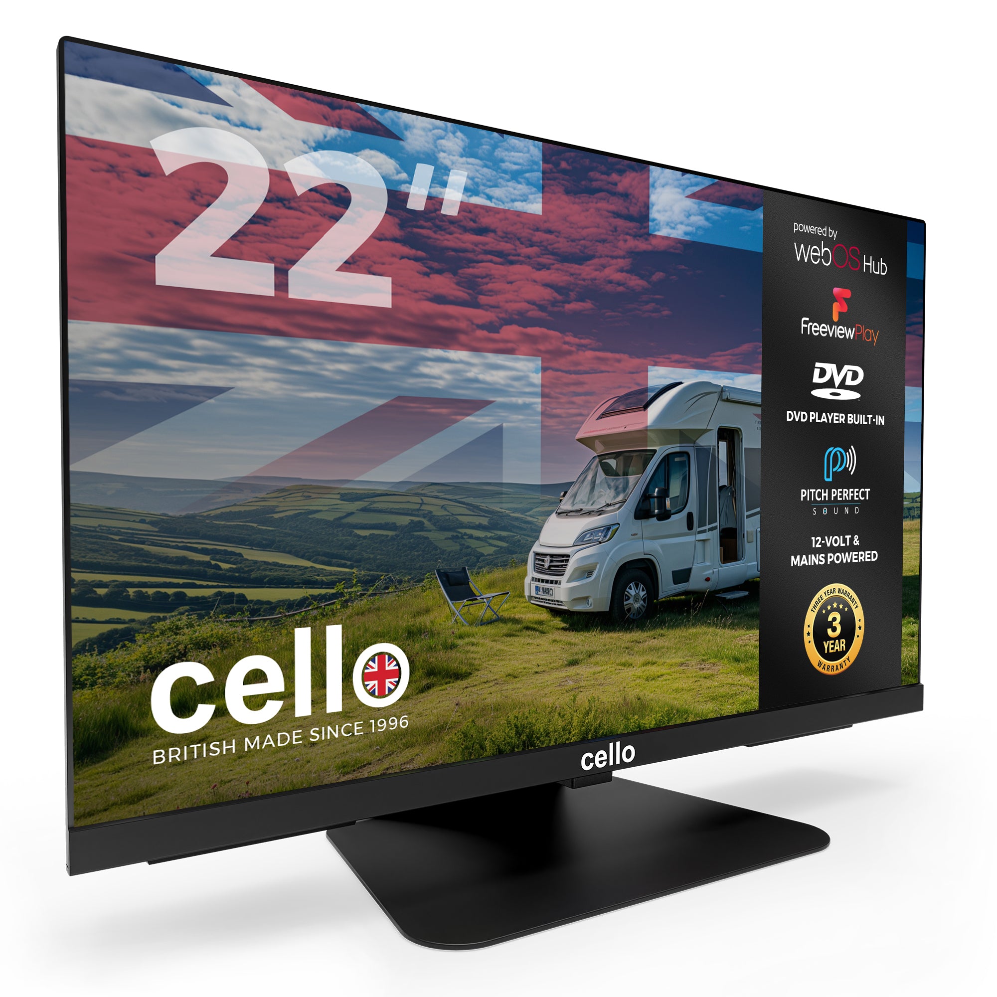 C2224WSF-TRAV 22″ Smart WebOS 12-Volt TV with DVD & Perfect Pitch