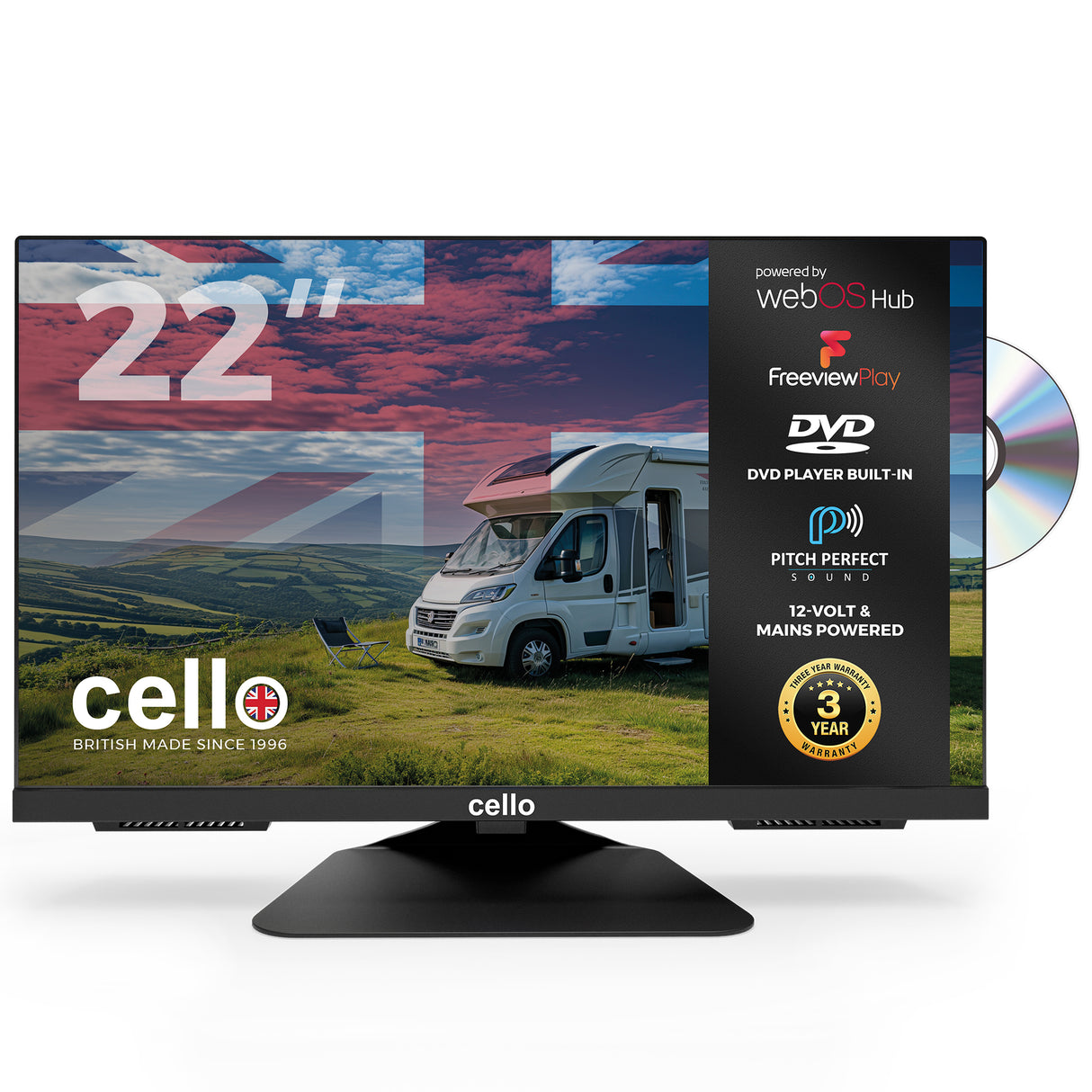 C2224WSF-TRAV   22″ Smart WebOS 12-Volt TV with DVD & Perfect Pitch Sound