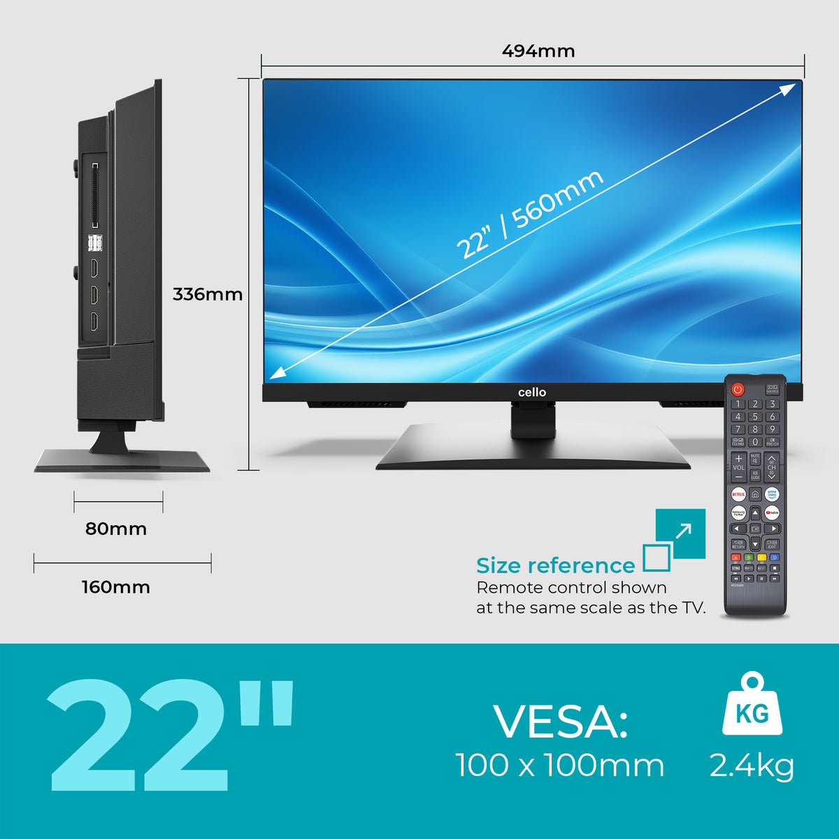 22 inch Smart Samsung Plus TV with Frameless Bezel