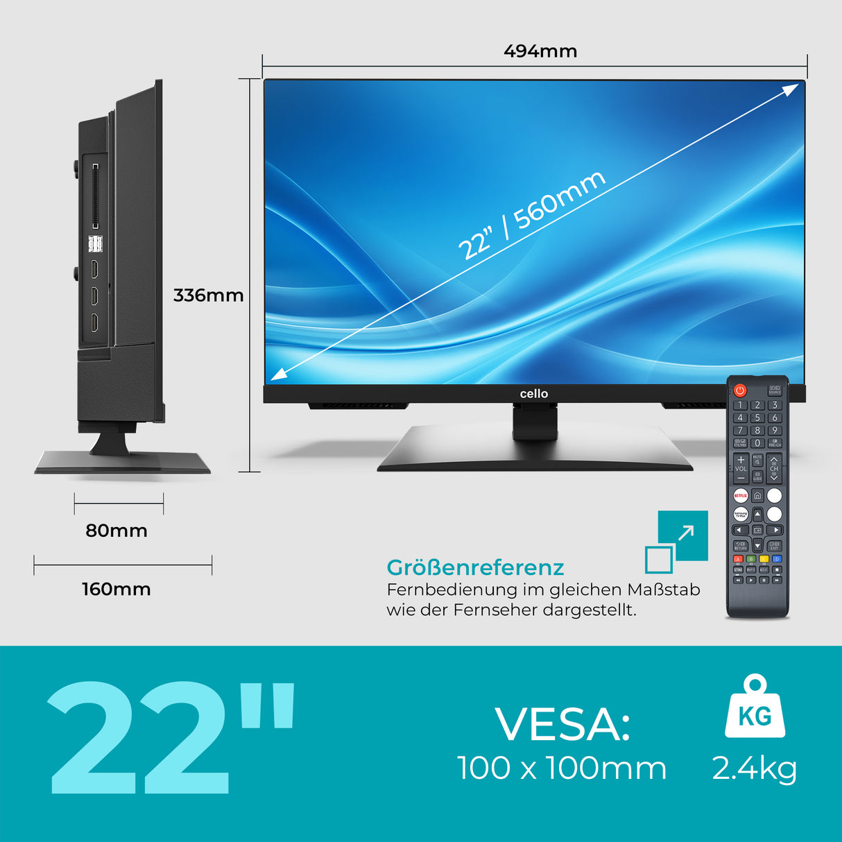 22 Zoll Smart Samsung Plus TV mit rahmenlosem Bildschirm