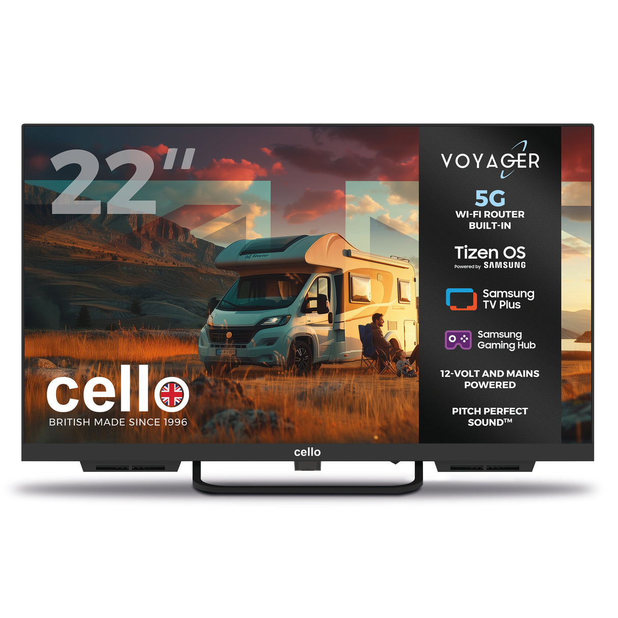 22 inch VOYAGER Smart Samsung Plus TV with built-in 5G Wi-Fi ROUTER