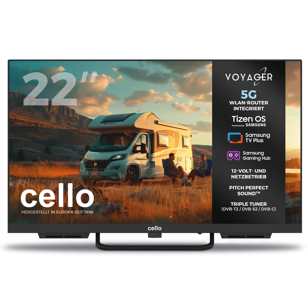 22-Zoll-VOYAGER-Smart-TV von Samsung Plus mit integriertem 5G-WLAN-Router