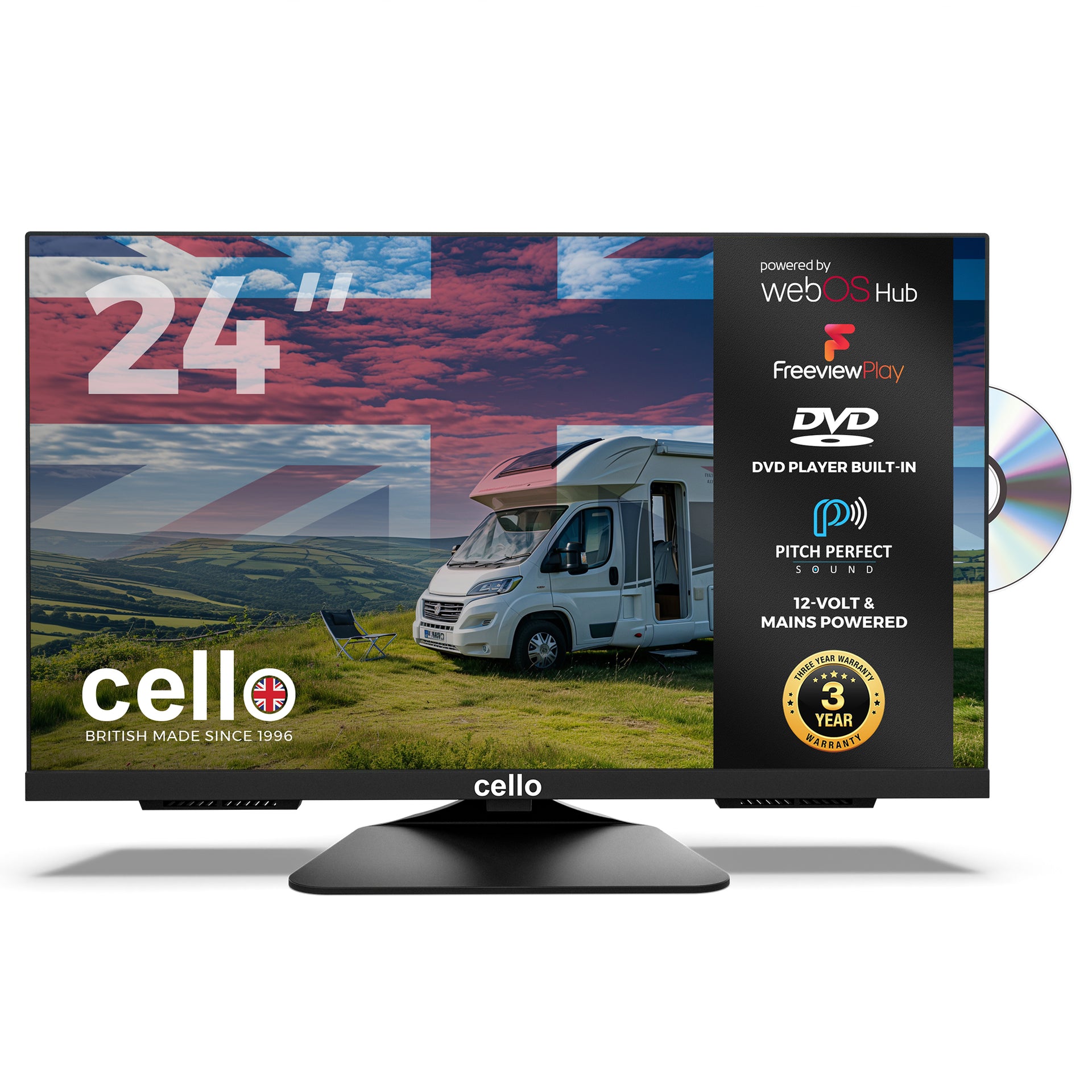 24″ Smart WebOS TV & DVD 12 Volt Traveller TV Freeview Play
