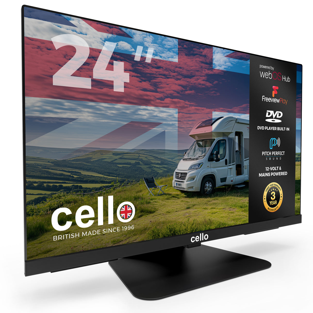 C2425WSF - TRAV 24″ Smart WebOS TV & DVD 12-Volt Traveller TV with Freeview Play