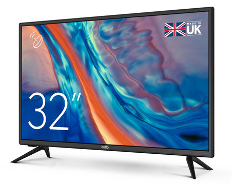 front angle of cello 32 inch hd led tv with freeview