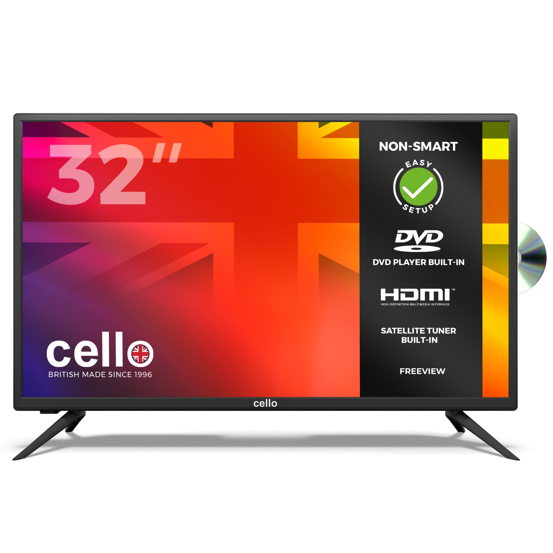 32" HD Ready LED TV DVD Player Freeview T2 HD
