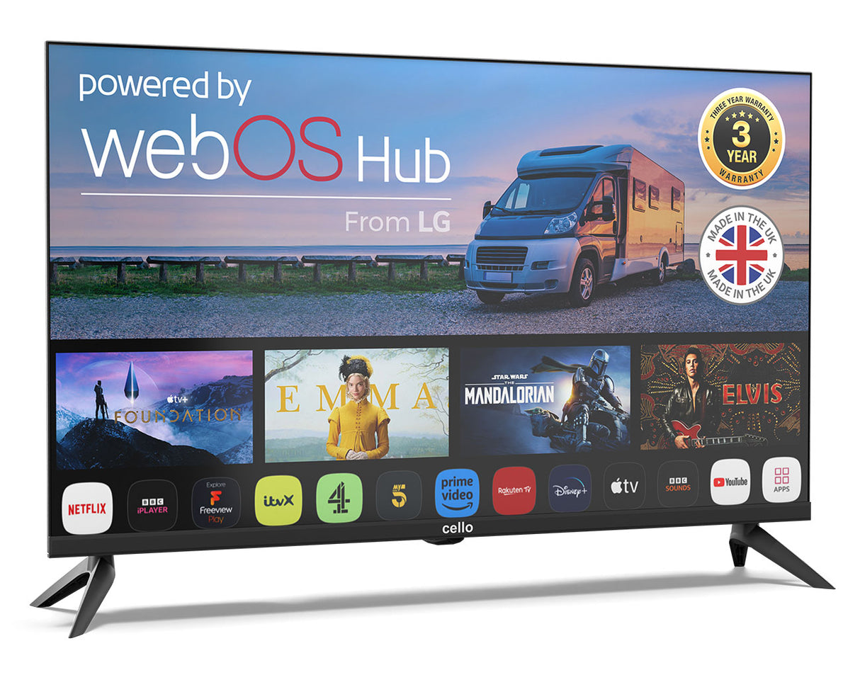 32″ Smart WebOS 12-Volt Traveller TV with DVD & Frameless Bezel