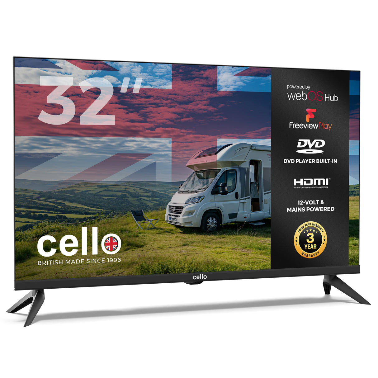 C3224WSF-TRAV 32″ Smart WebOS 12-Volt Traveller TV with DVD & Frameless Bezel